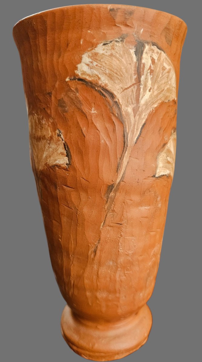 Decorated Terracotta Vase Signed Jean Paulet-photo-3