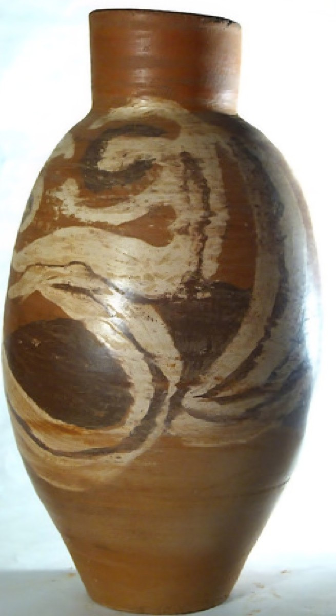 Decorated Terracotta Vase Signed Jean Paulet