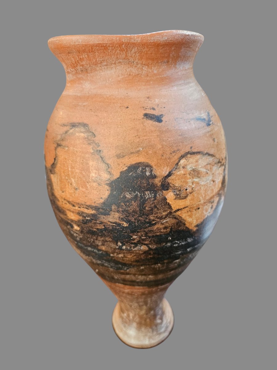 Decorated Terracotta Vase Signed Jean Paulet-photo-2