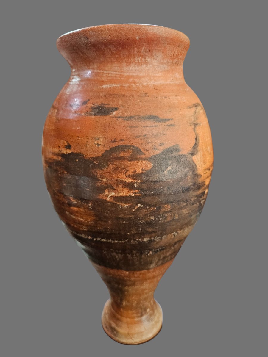 Decorated Terracotta Vase Signed Jean Paulet-photo-4