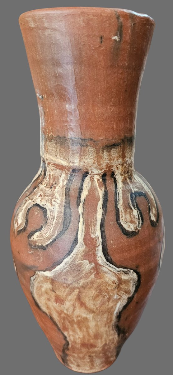 Decorated Terracotta Vase Signed Jean Paulet-photo-2