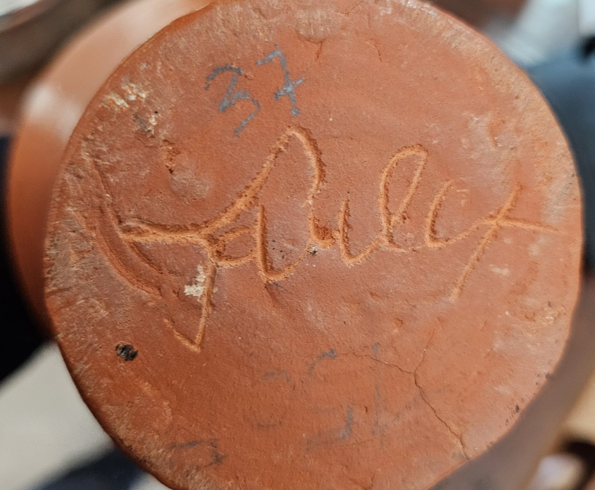 Vase en terre cuite décoré signé Jean PAULET-photo-1