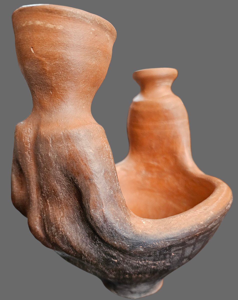 Vase en terre cuite décoré signé Jean PAULET-photo-4