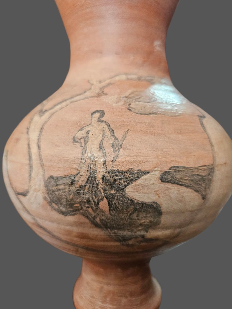 Vase en terre cuite décoré signé Jean PAULET-photo-4