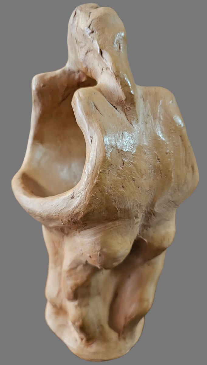 Decorated Terracotta Vase Signed Jean Paulet-photo-4