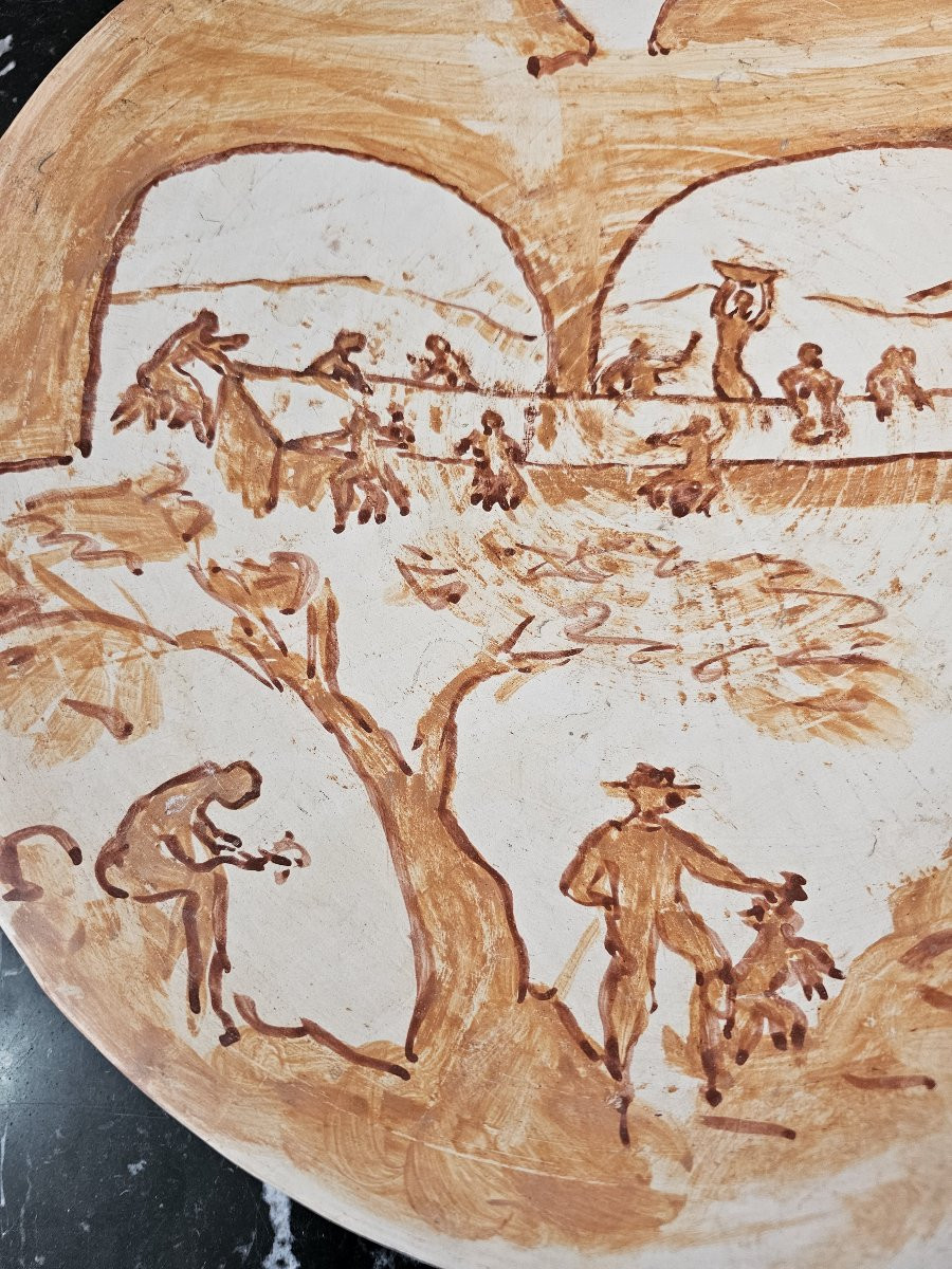Earthenware Dish Decorated And Signed Jean Paulet-photo-4