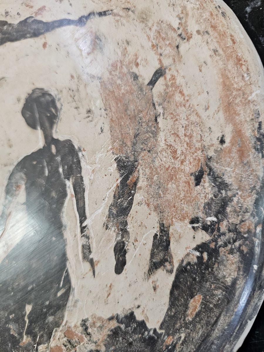 Disque en terre cuite décoré signé Jean PAULET-photo-4