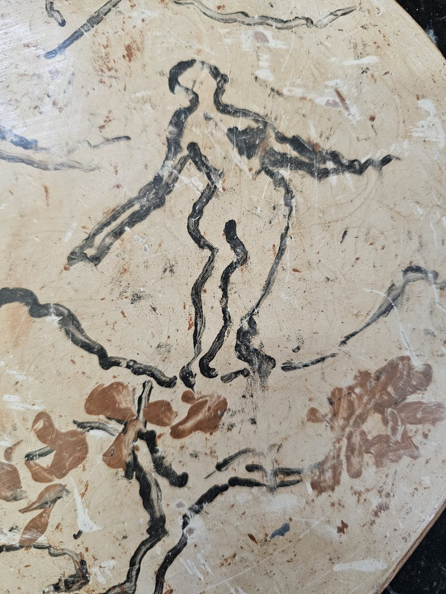 Decorated Terracotta Disc Signed Jean Paulet-photo-4