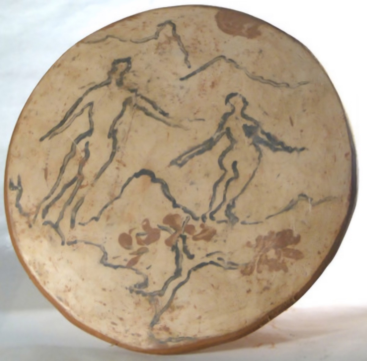Decorated Terracotta Disc Signed Jean Paulet