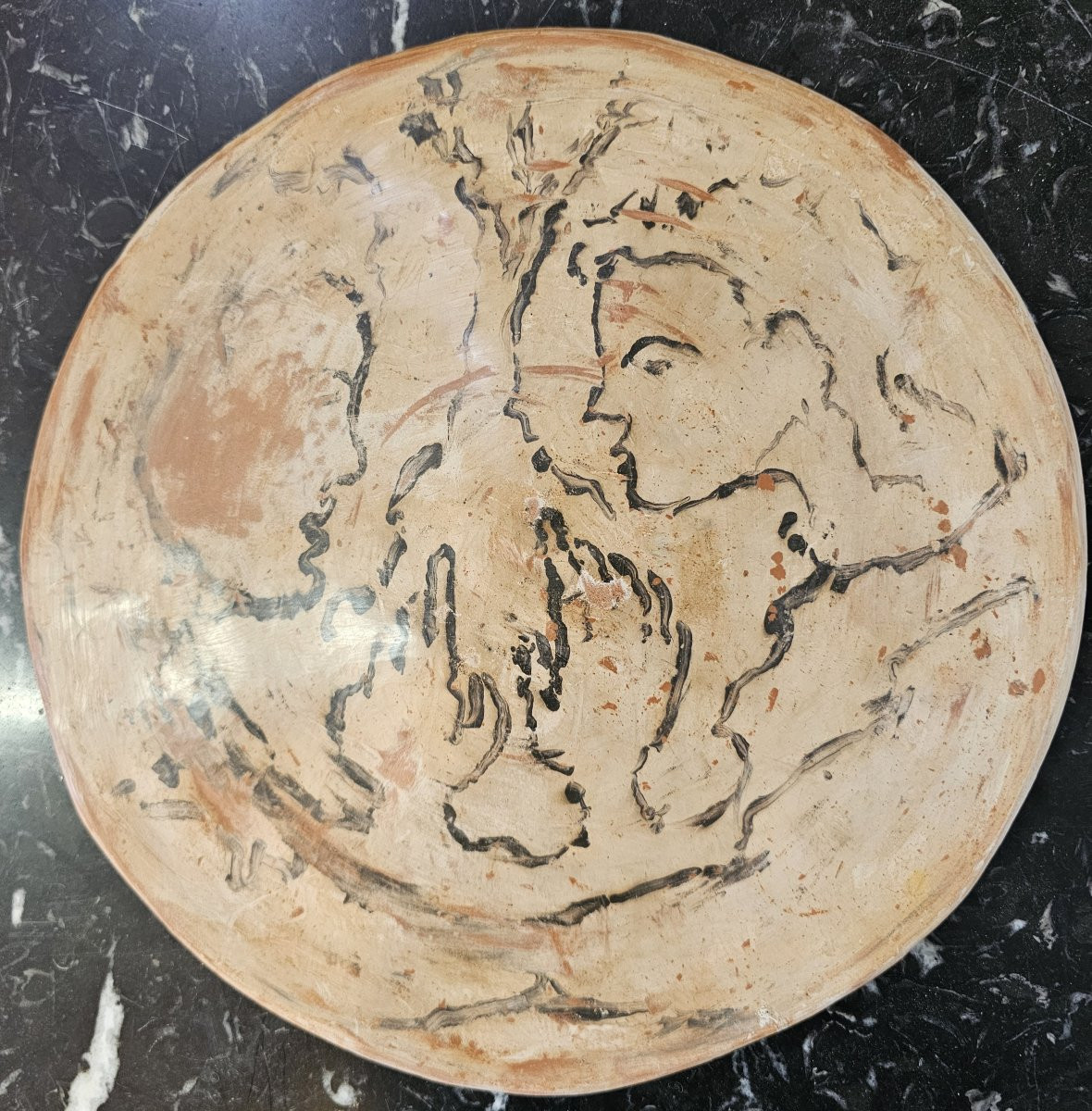 Disque en terre cuite décoré  Jean PAULET-photo-2