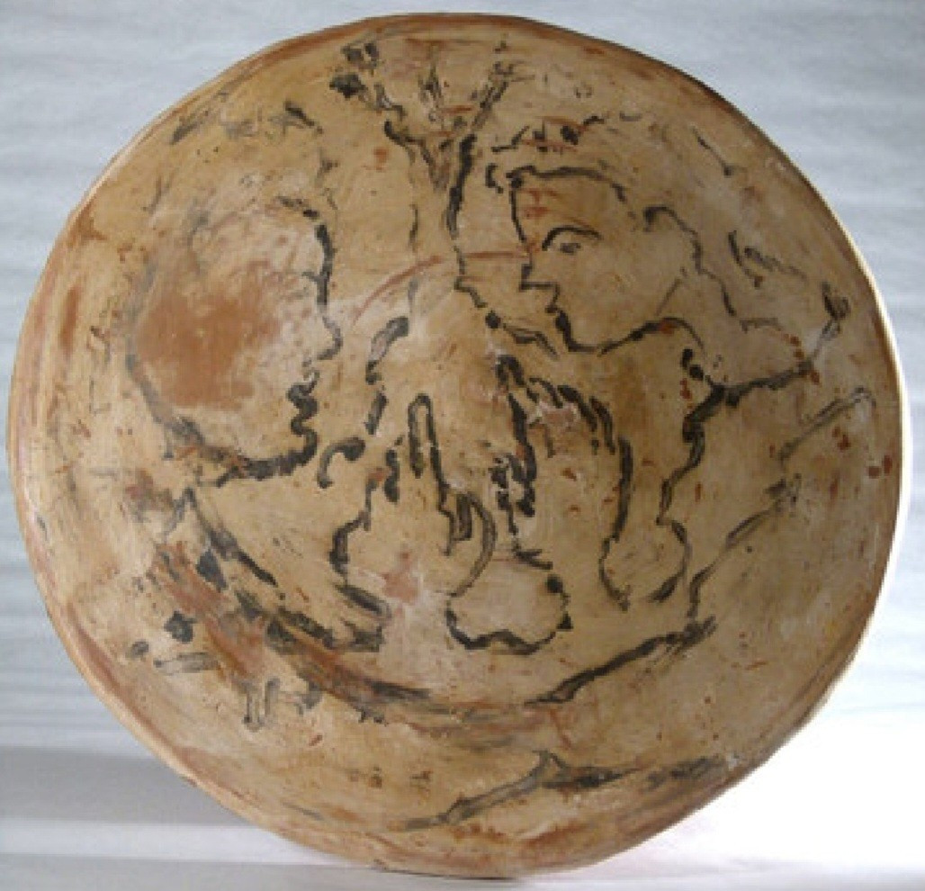 Disque en terre cuite décoré  Jean PAULET