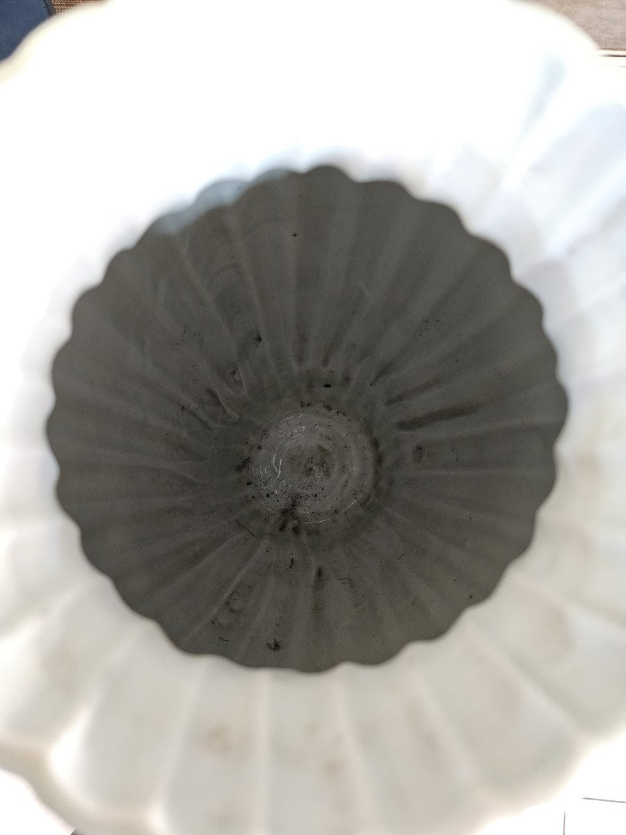 Vase en porcelaine godronné , japon époque MEÏJI ,décor floral et d'oiseaux sur un fond céladon-photo-7