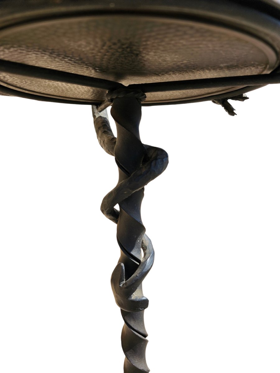 Card Or Pocket Holder On Wrought-iron Legs With Dragon Decoration, Catalan Work.-photo-2