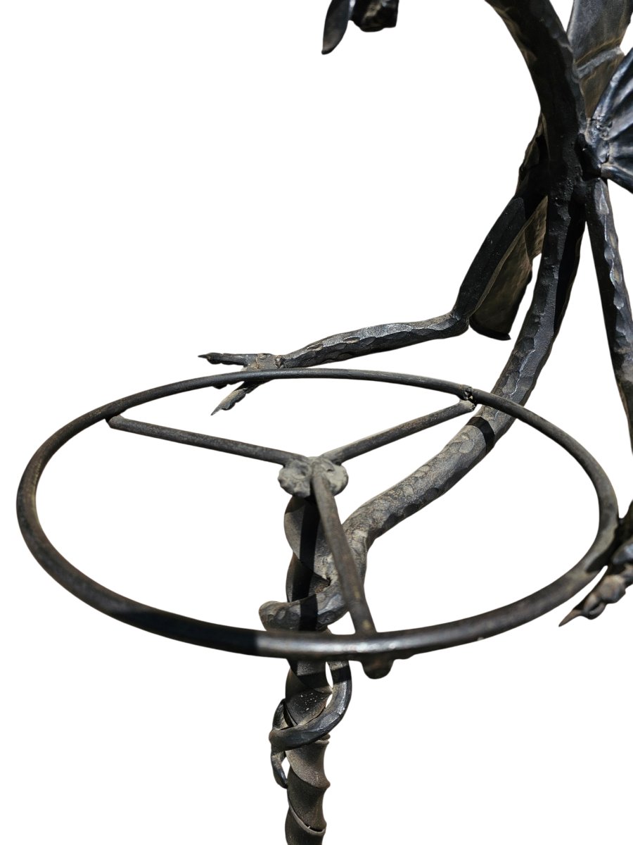 Card Or Pocket Holder On Wrought-iron Legs With Dragon Decoration, Catalan Work.-photo-5
