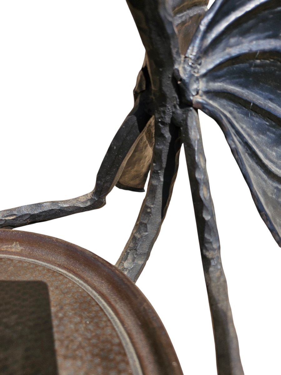 Card Or Pocket Holder On Wrought-iron Legs With Dragon Decoration, Catalan Work.-photo-6