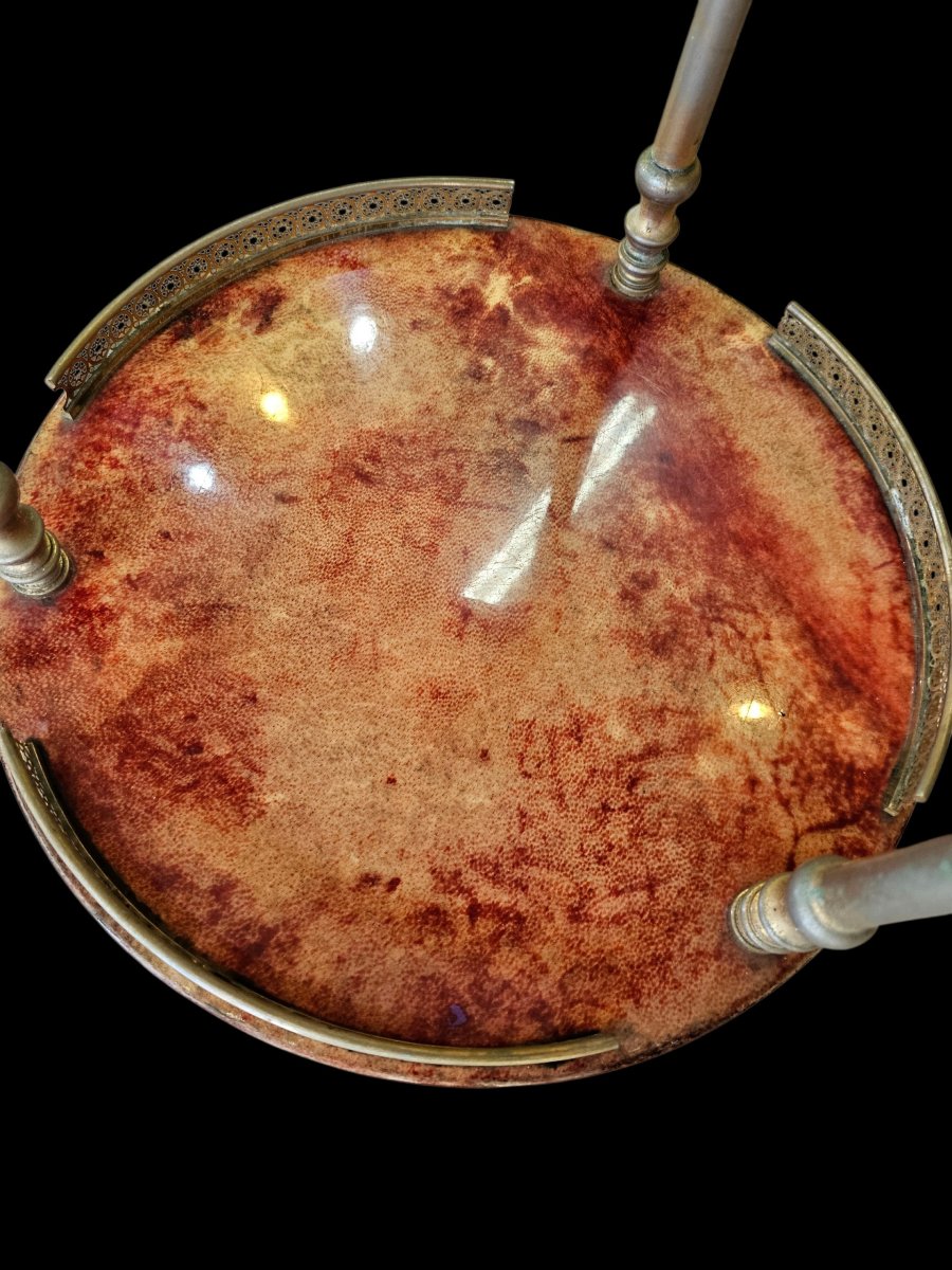 1960s Aldo Tura Round Bar In Red Goatskin Leather-photo-5