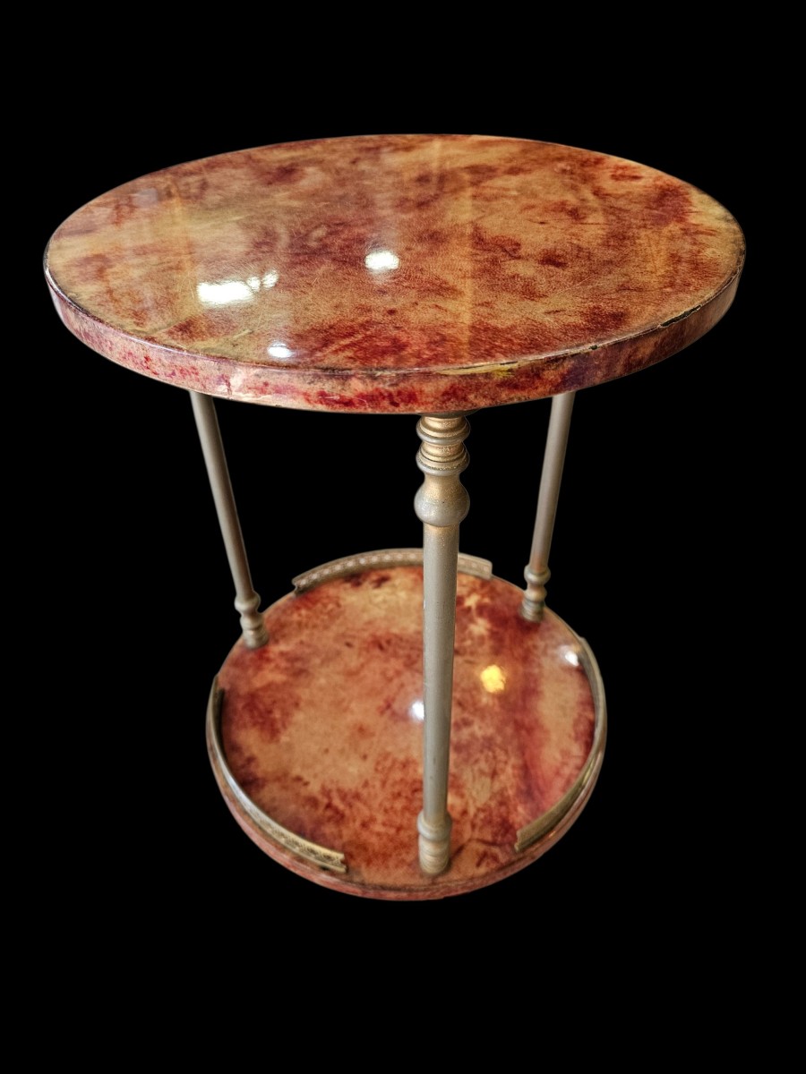 1960s Aldo Tura Round Bar In Red Goatskin Leather