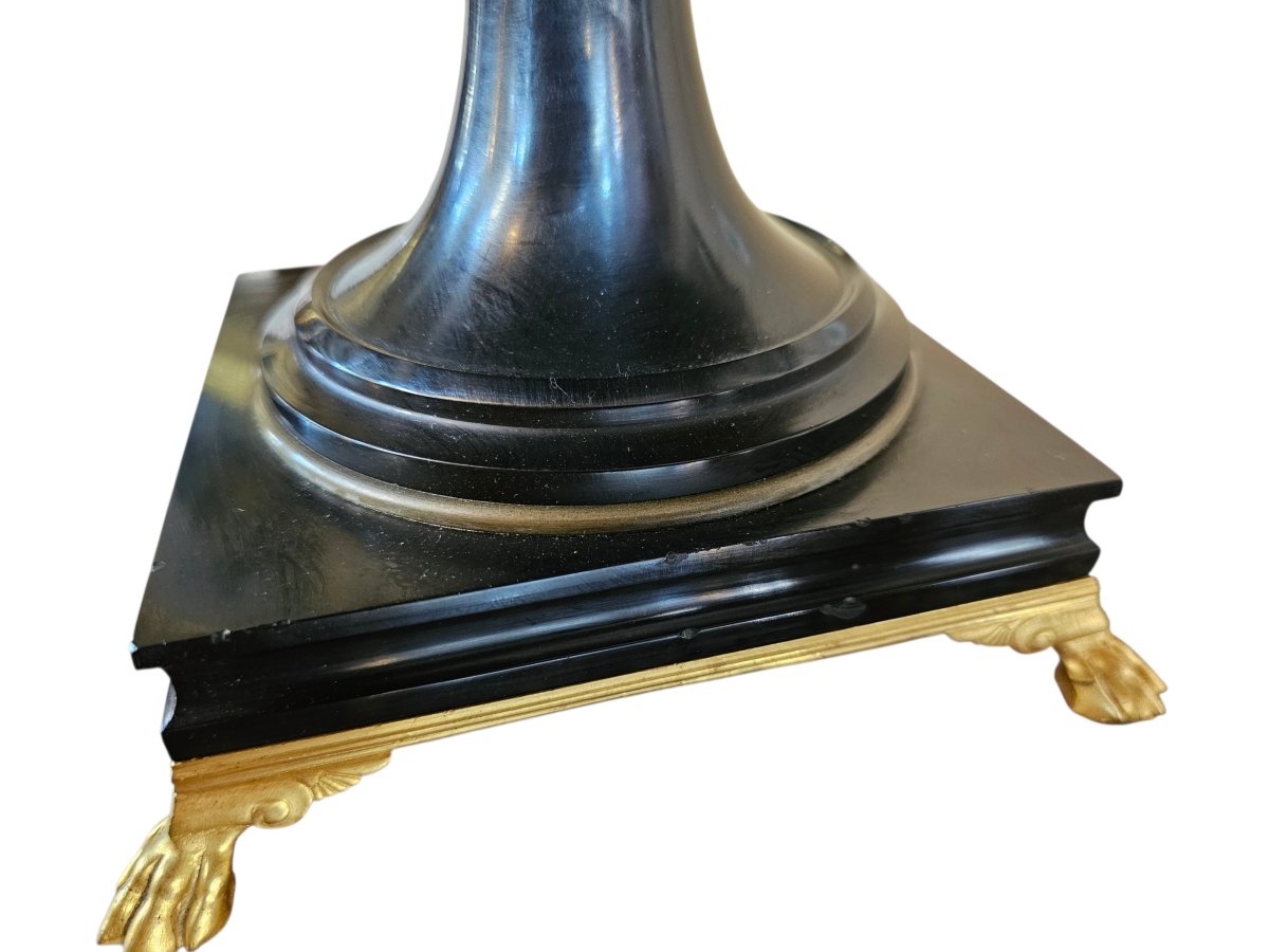 Belgian Black Marble Bowl, Gilded And Silvered Bronze Ornamentation, Barbedienne Label-photo-7