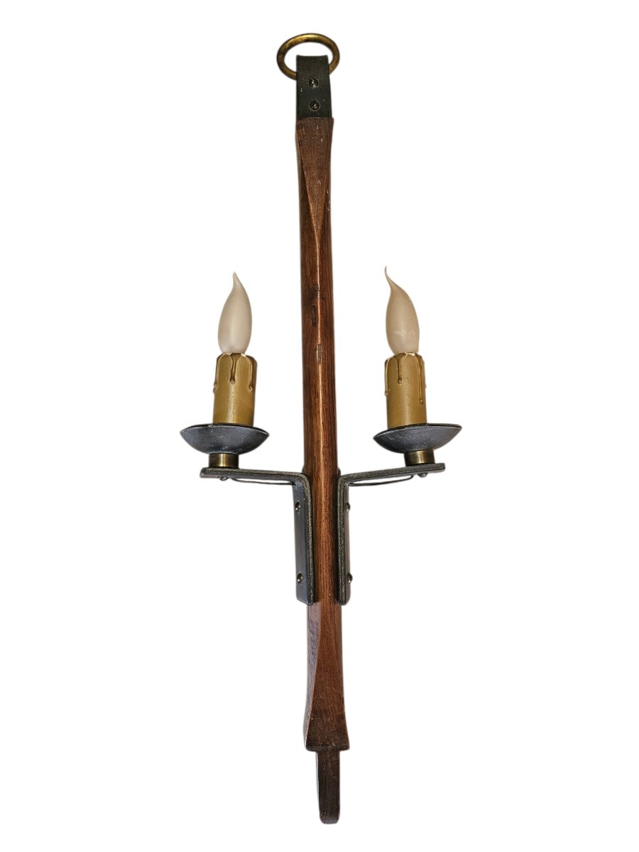 Wall Lamp With Two Light Arms Jacques Adnet ( 1900-1984 )-photo-1