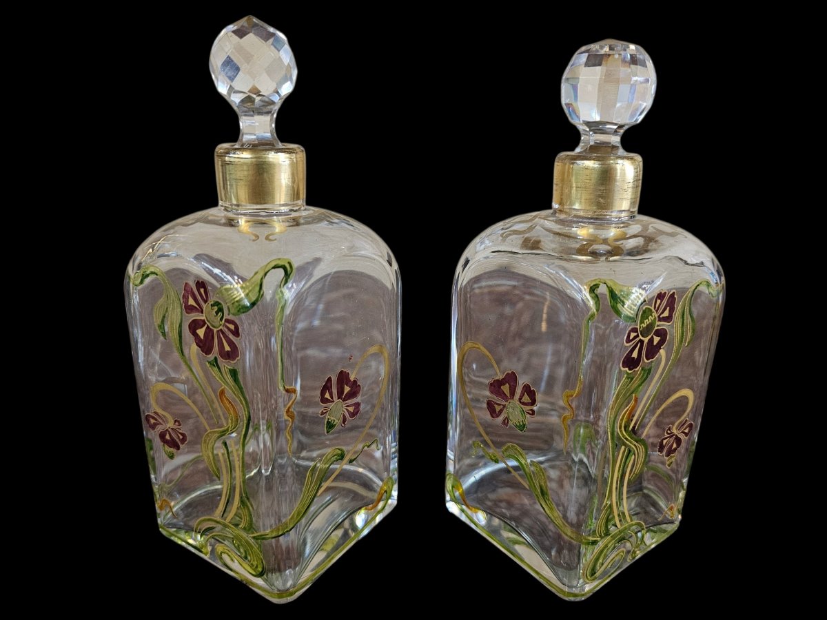 Service à Liqueurs BACCARAT en cristal émaillée d'époque art nouveau -photo-3