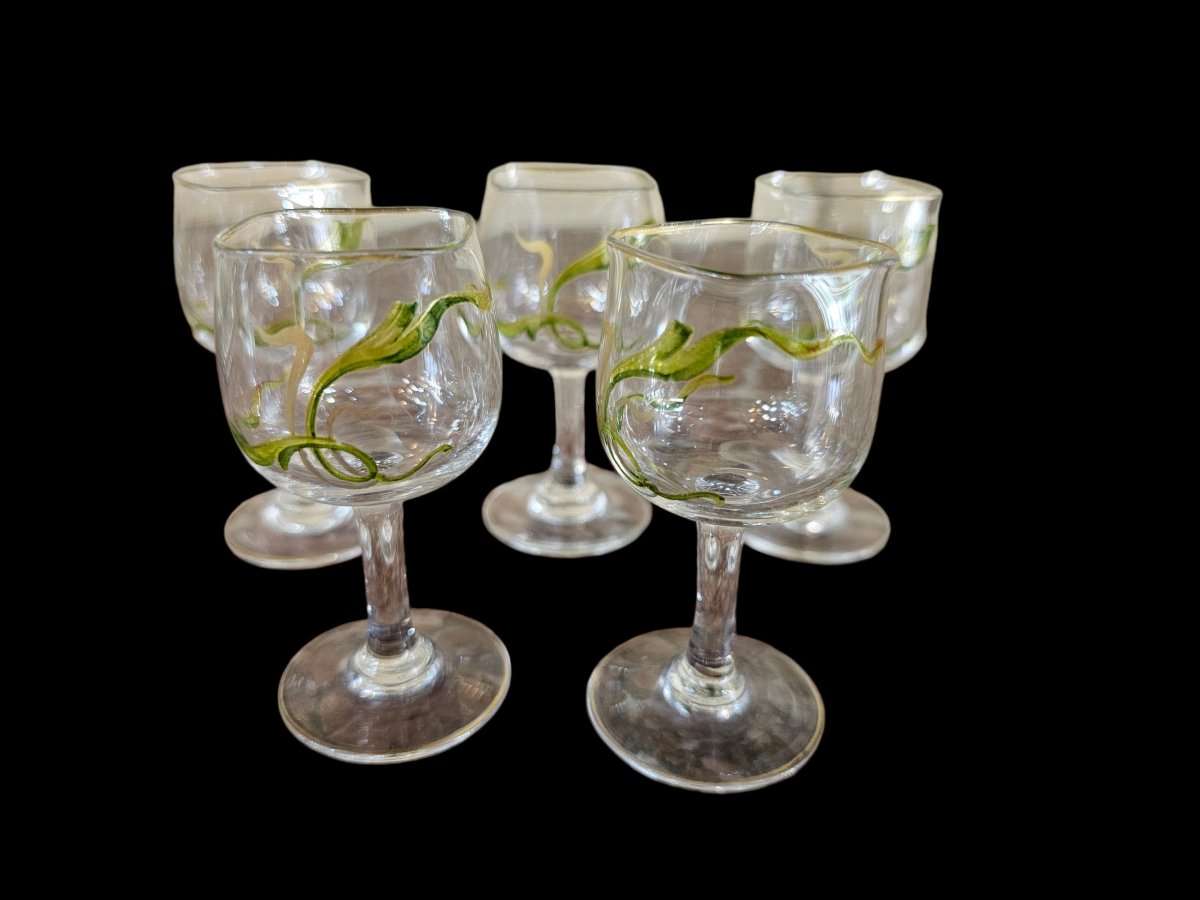 Service à Liqueurs BACCARAT en cristal émaillée d'époque art nouveau -photo-2