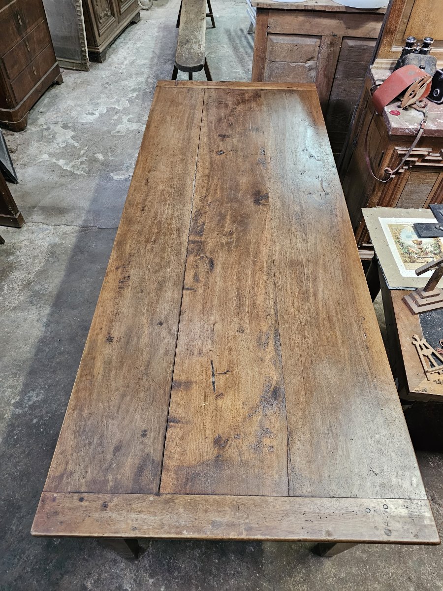 Table de ferme XIXème en noyer incluant une maie / pétrin -photo-2