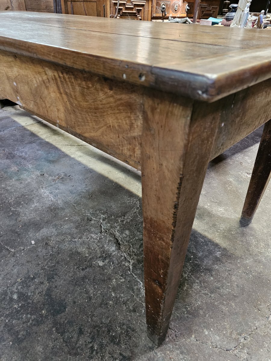Table de ferme XIXème en noyer incluant une maie / pétrin -photo-3