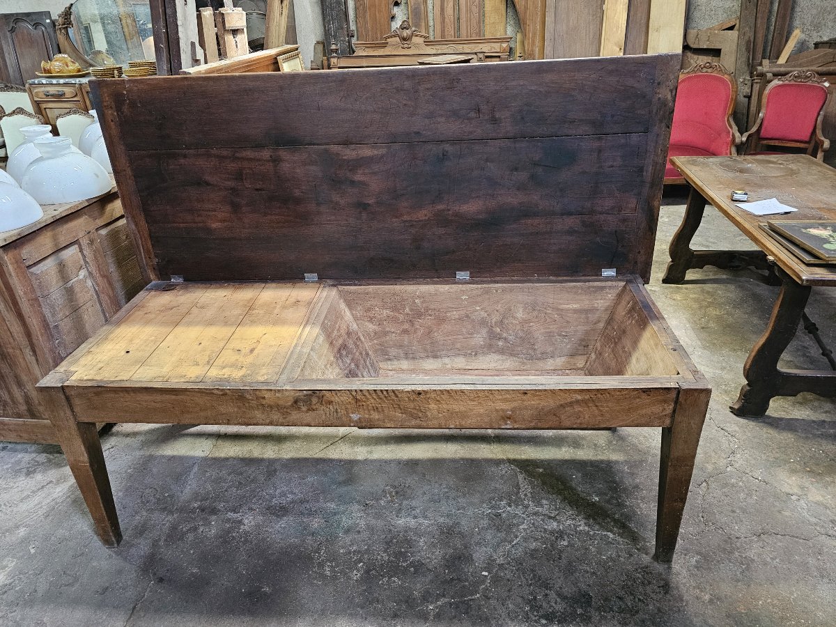 Table de ferme XIXème en noyer incluant une maie / pétrin -photo-4