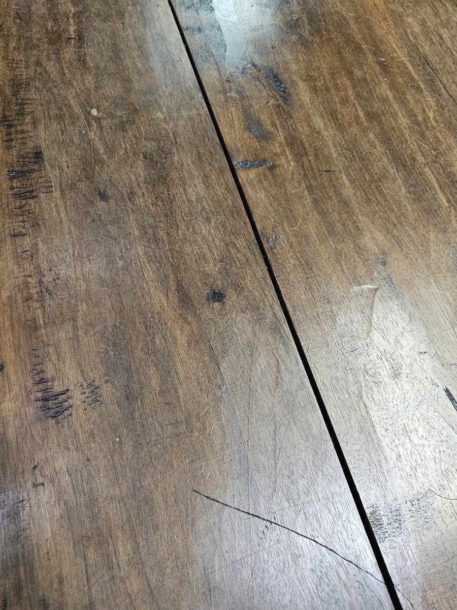 Table de ferme XIXème en noyer incluant une maie / pétrin -photo-1