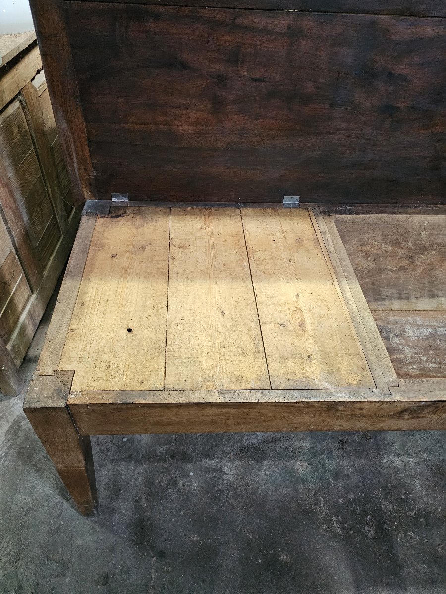 Table de ferme XIXème en noyer incluant une maie / pétrin -photo-3
