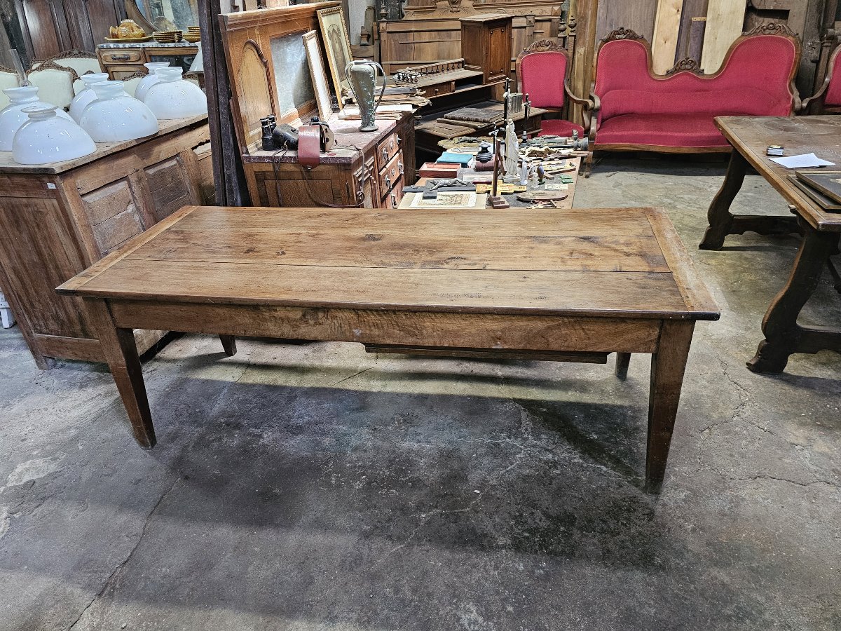 Table de ferme XIXème en noyer incluant une maie / pétrin 