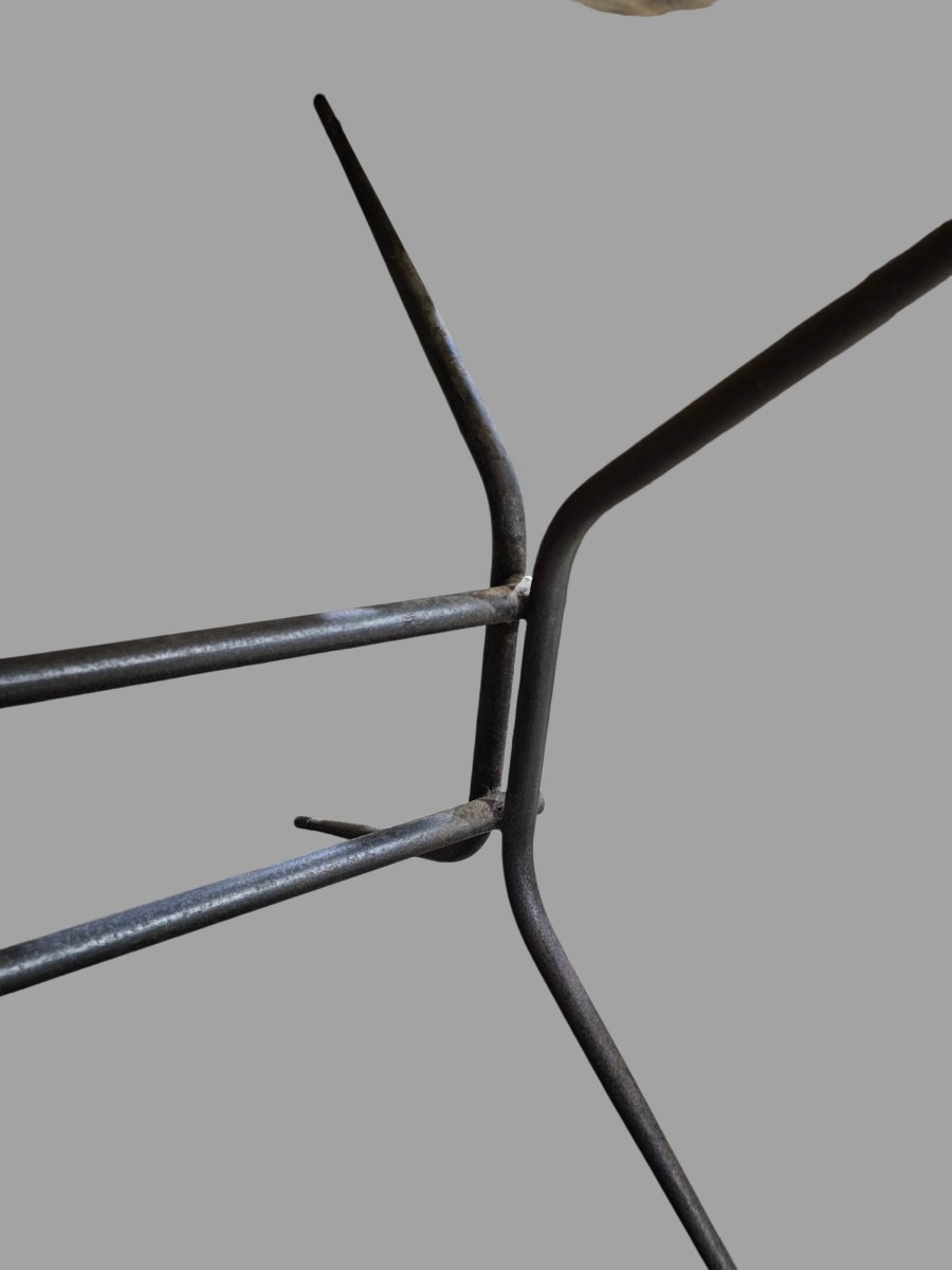 Table With A Large Marble Top On A Metal Base, Mid-20th-century Design-photo-1