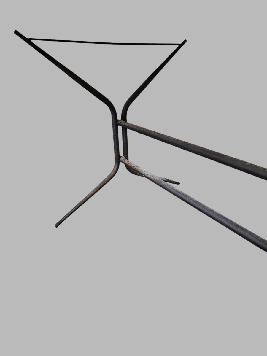 Table With A Large Marble Top On A Metal Base, Mid-20th-century Design-photo-7