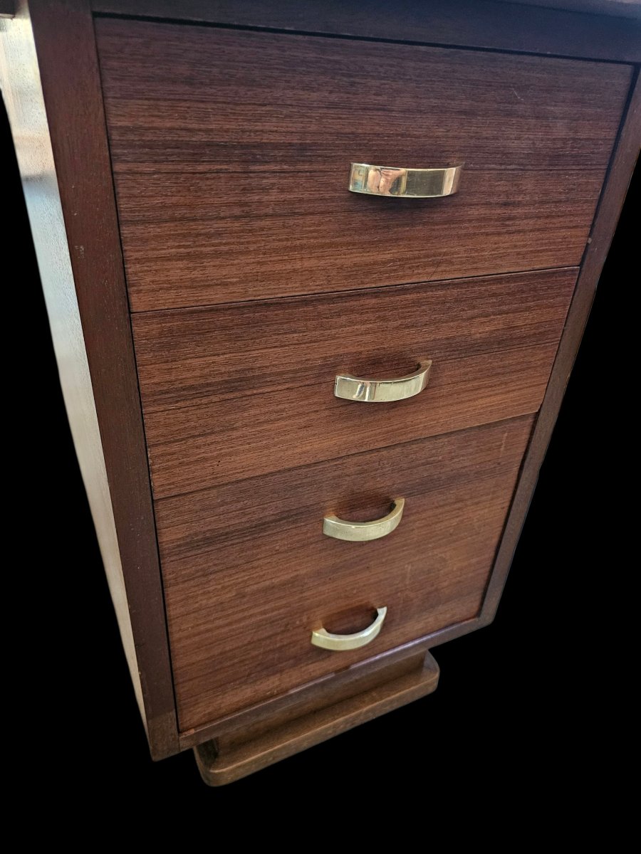 Art Deco-style Mahogany Veneer Desk, -photo-3