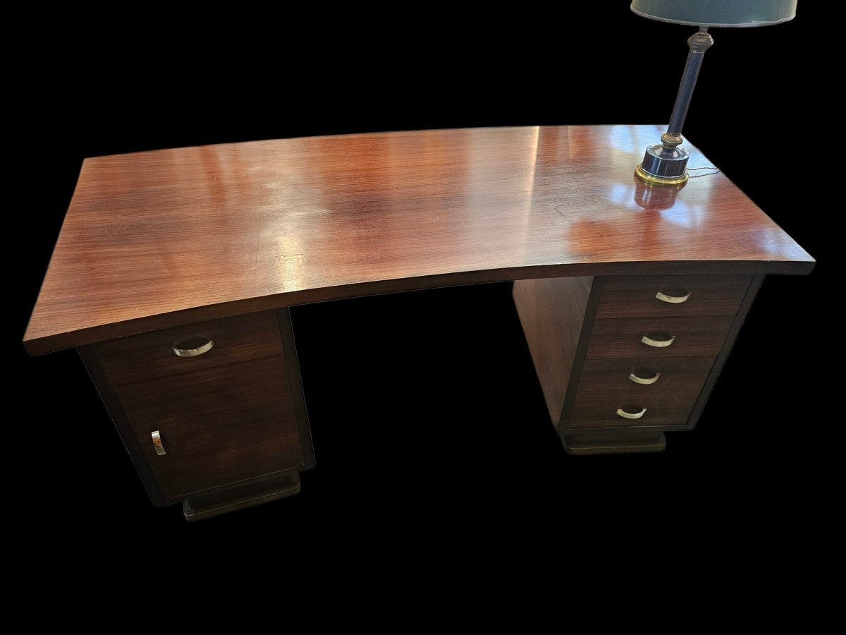 Art Deco-style Mahogany Veneer Desk, -photo-4