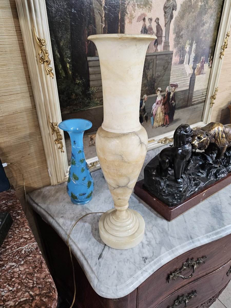 Importante lampe en albâtre -photo-3