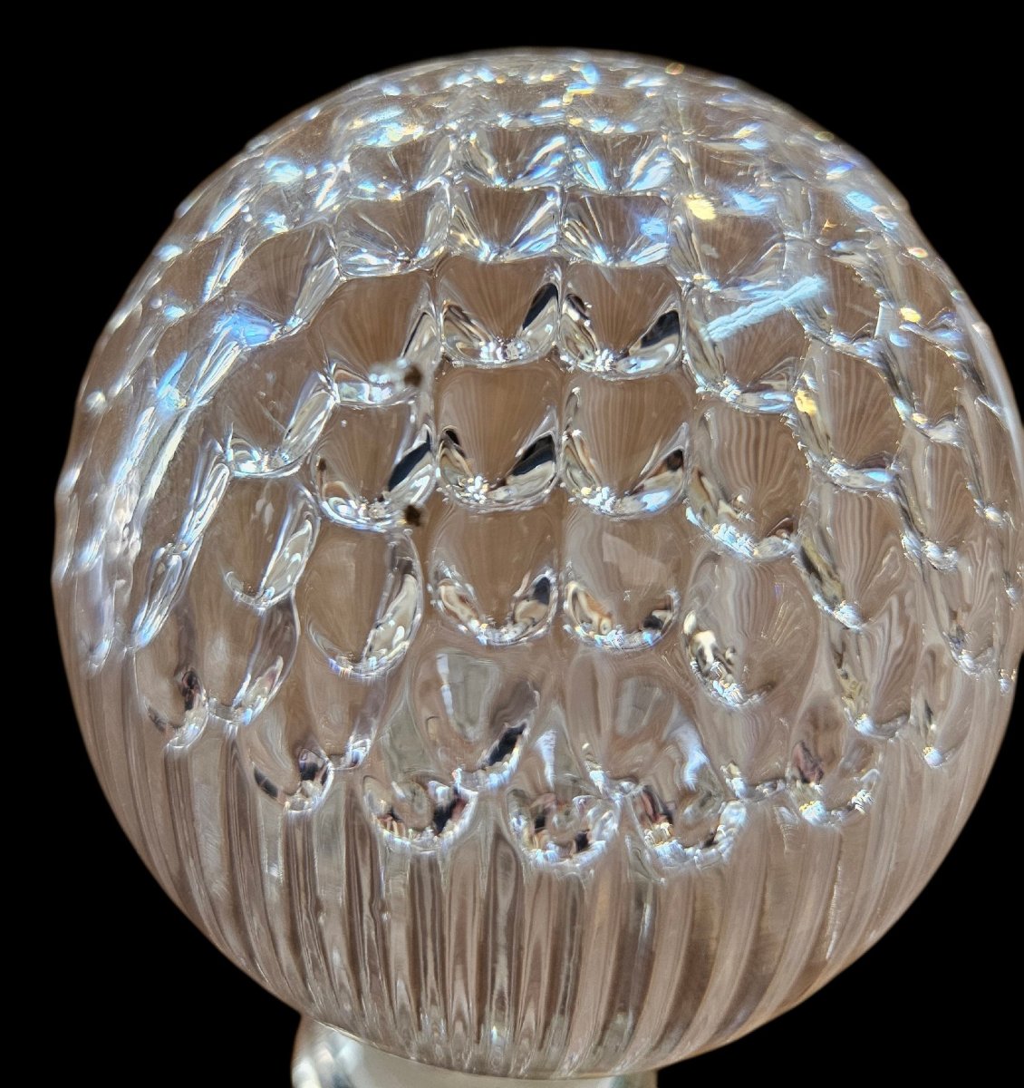 Boule d'escalier en cristal,  modèle nid d'abeille,  Baccarat-photo-3