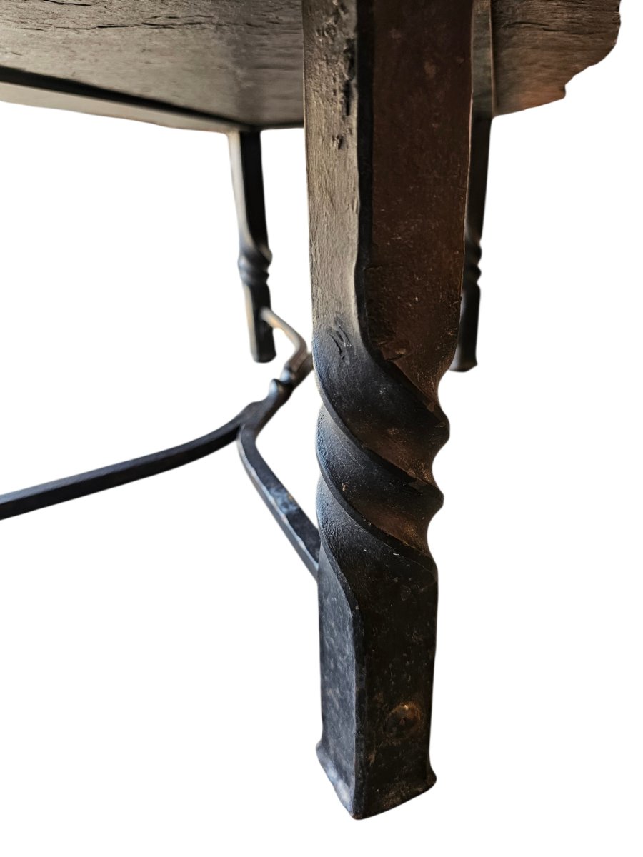 Brutalist Coffee Table, Slate Top And Wrought-iron Base, France, Circa 1960-photo-2