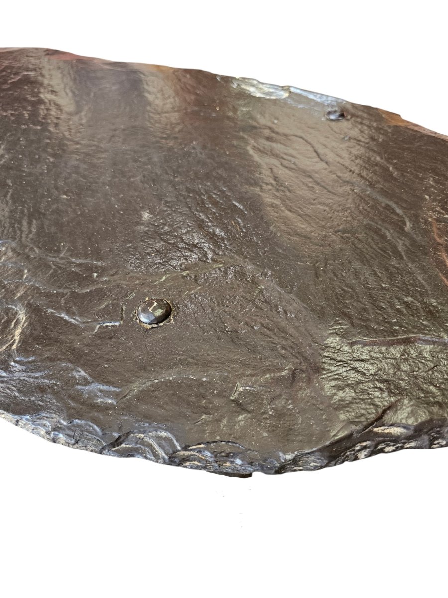 Brutalist Coffee Table, Slate Top And Wrought-iron Base, France, Circa 1960-photo-1