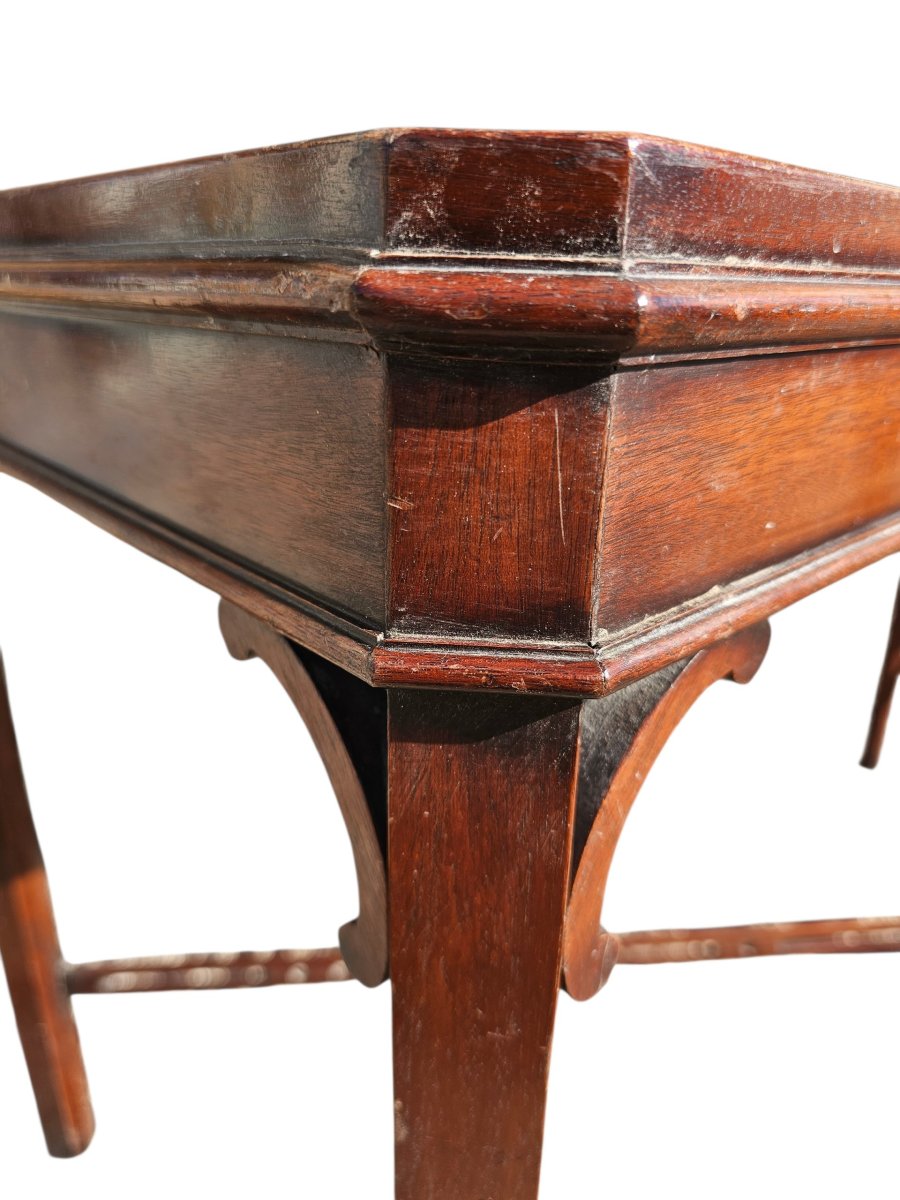 Pair Of English Mahogany Tea Tables From The Second Half Of The 20th Century-photo-7