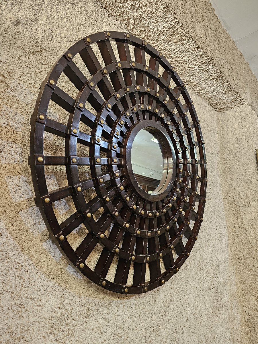 Radiant Mirror Made Of Lacquered Wood, 1980s-photo-2