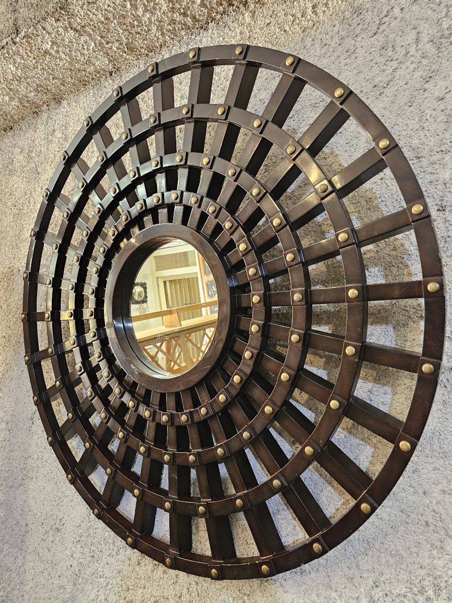 Radiant Mirror Made Of Lacquered Wood, 1980s-photo-3