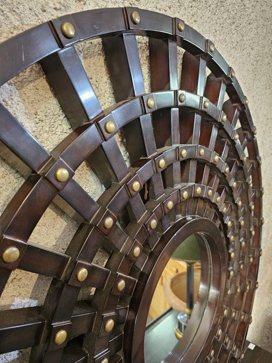 Radiant Mirror Made Of Lacquered Wood, 1980s-photo-2