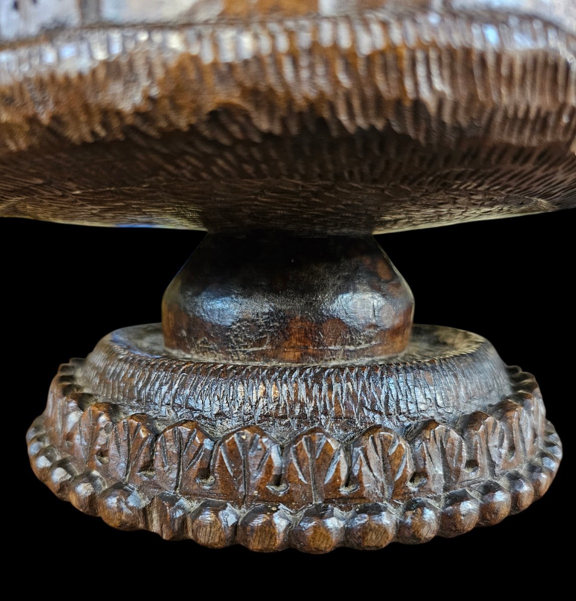 Richly Carved Wooden Tobacco Box Or Jar -photo-2
