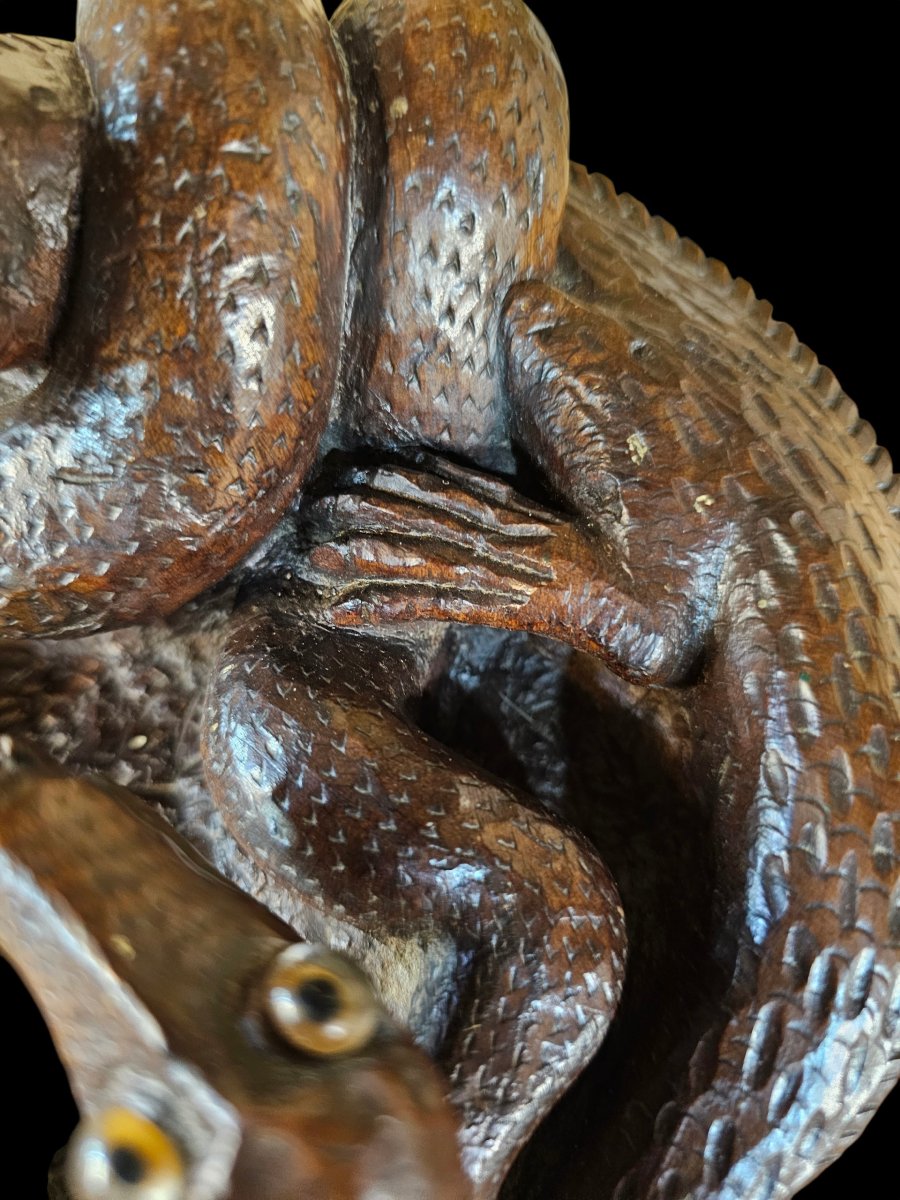 Richly Carved Wooden Tobacco Box Or Jar -photo-4