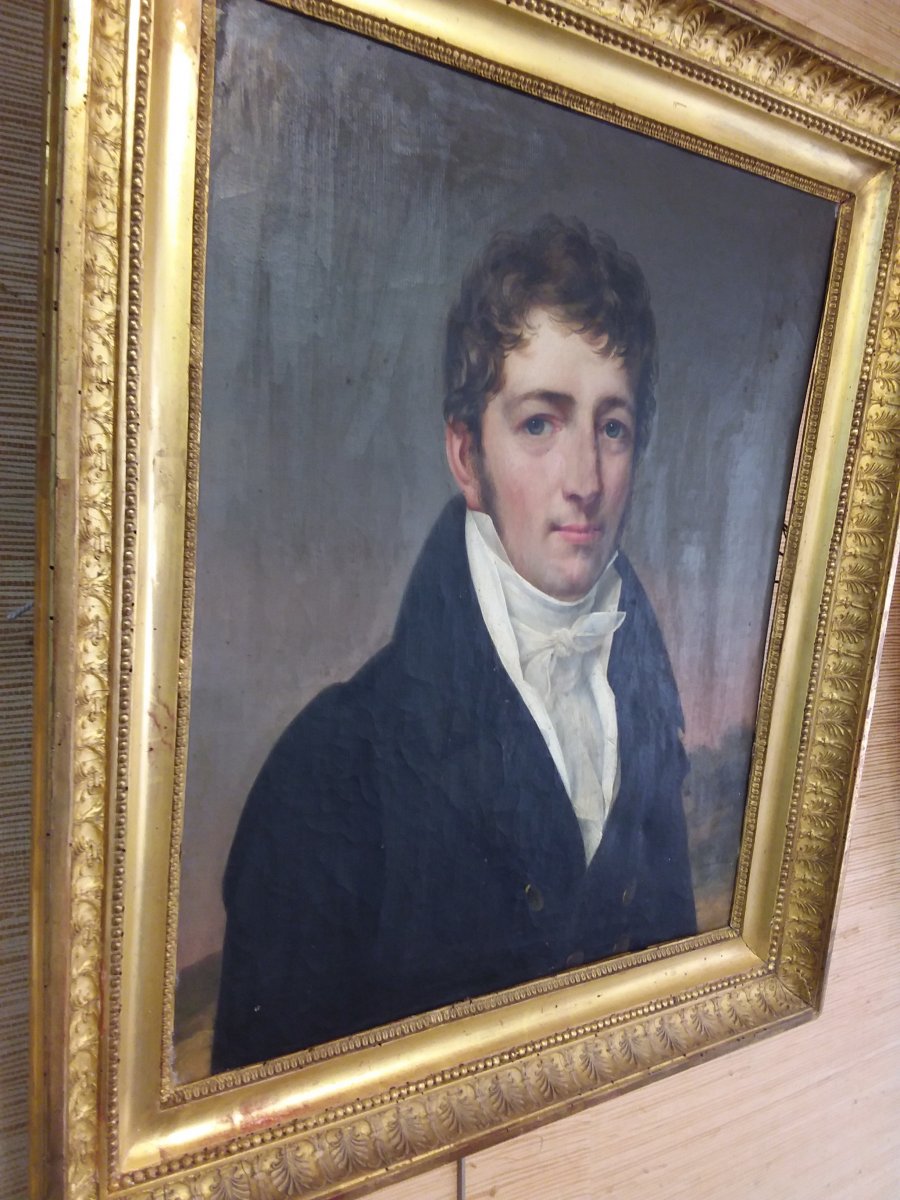 Table Portrait Of A Young Man With A White Knot Signed Edmée Brucy And Dated 1817-photo-2