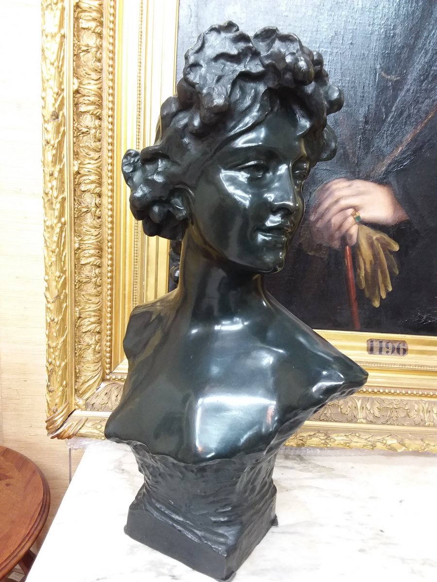 Buste Feminin En Bronze d'Après Jef Lambeaux 