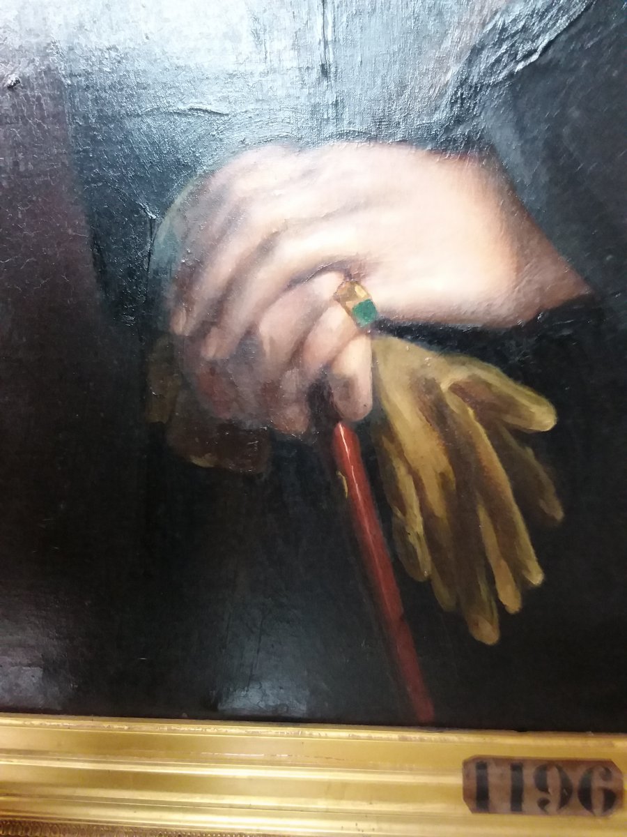 Important Painting, Portrait Of The Marquis Of Miramon By Stephen Jacob, Important Golden Frame-photo-3