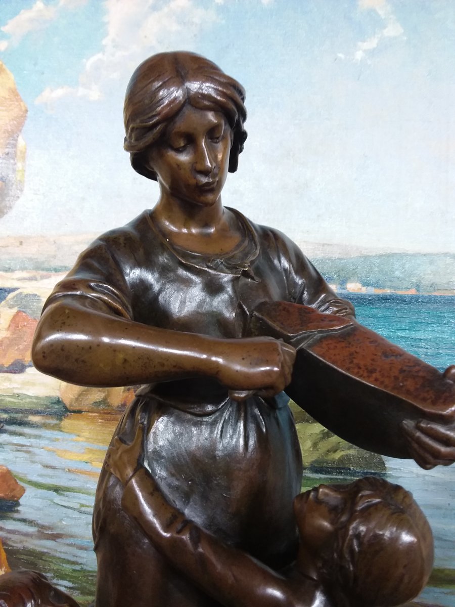 Sujet en bronze "le pain" d'après Louis Etienne Albert-Lefeuvre -photo-2