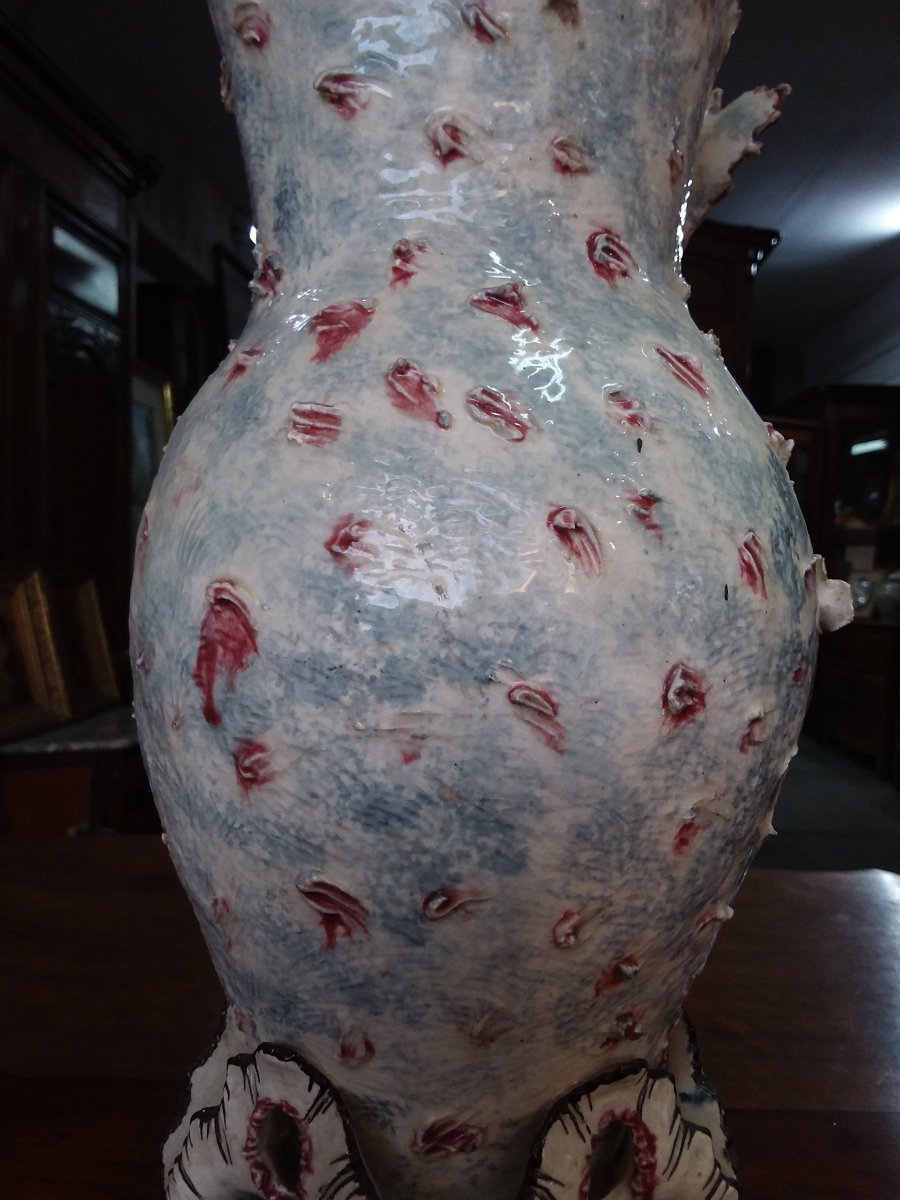 Pair Of Vases In Barbotine Late Nineteenth-photo-8